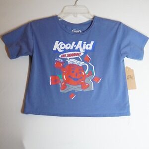 Kraft Kool-Aid Man Kids Blue Graphic T-Shirt Oh Yeah Retro L 10/12 Short Sleeve